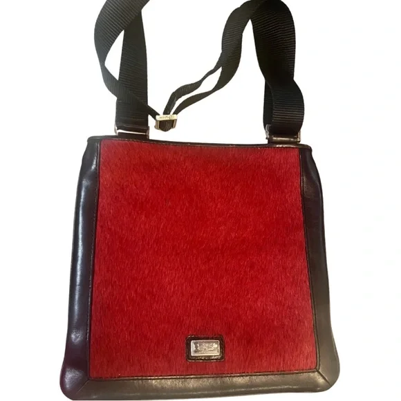 ✨ Rare Find! Brighton Red Calf Hair & Leather Messenger ✨ - Picture 1 of 7